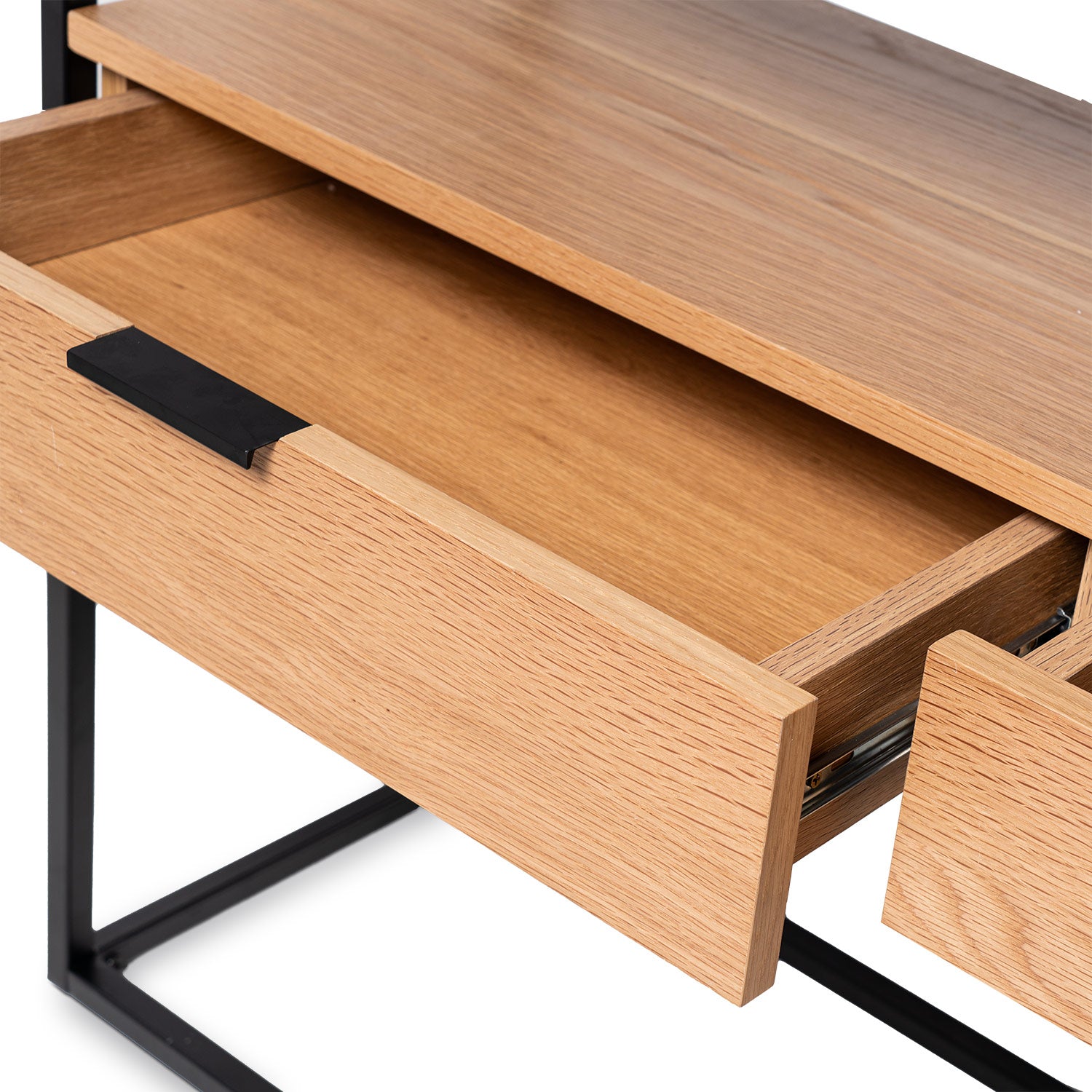 Consola com Gaveta Yuri em Carvalho e Metal Preto