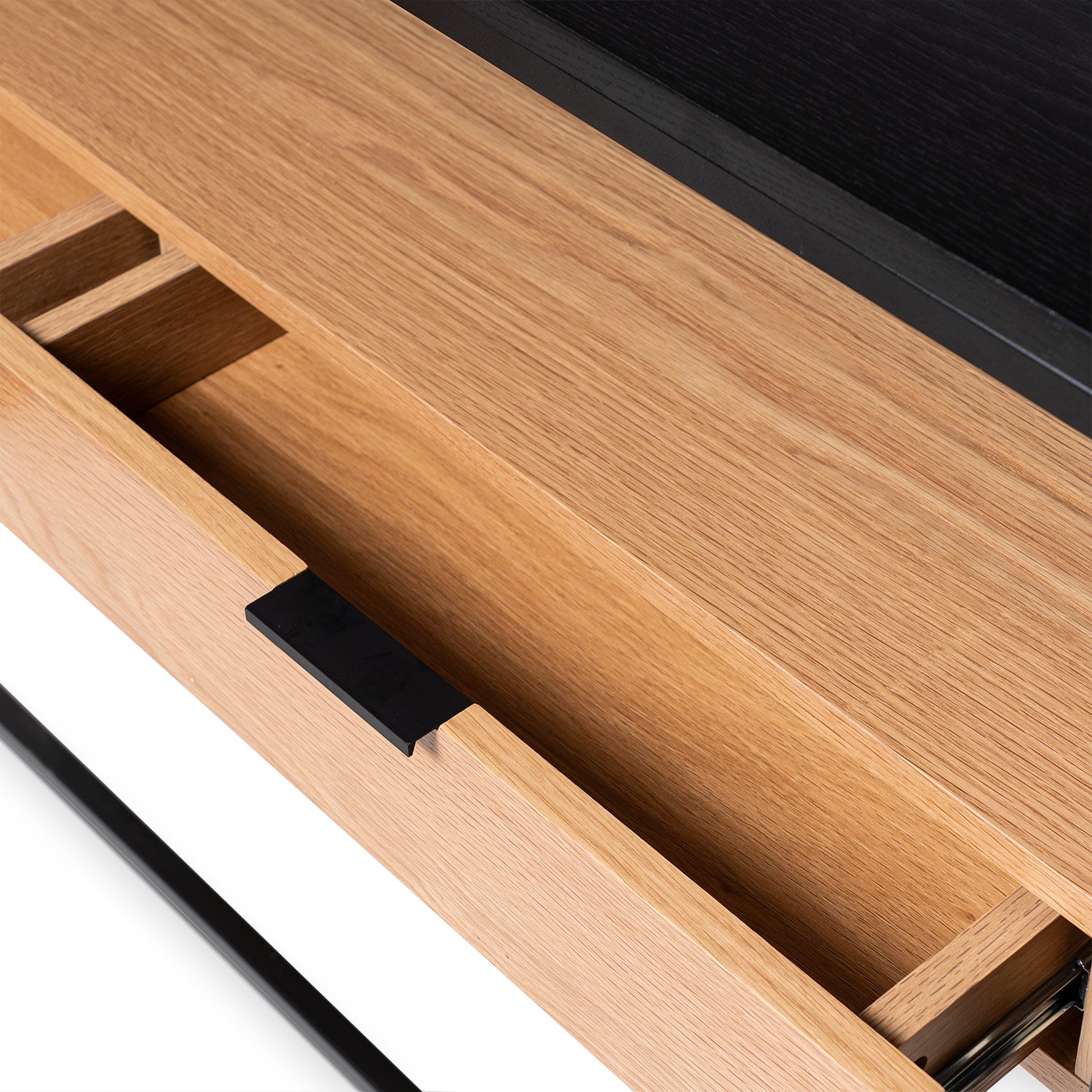 Consola com Gaveta Yuri em Carvalho e Metal Preto