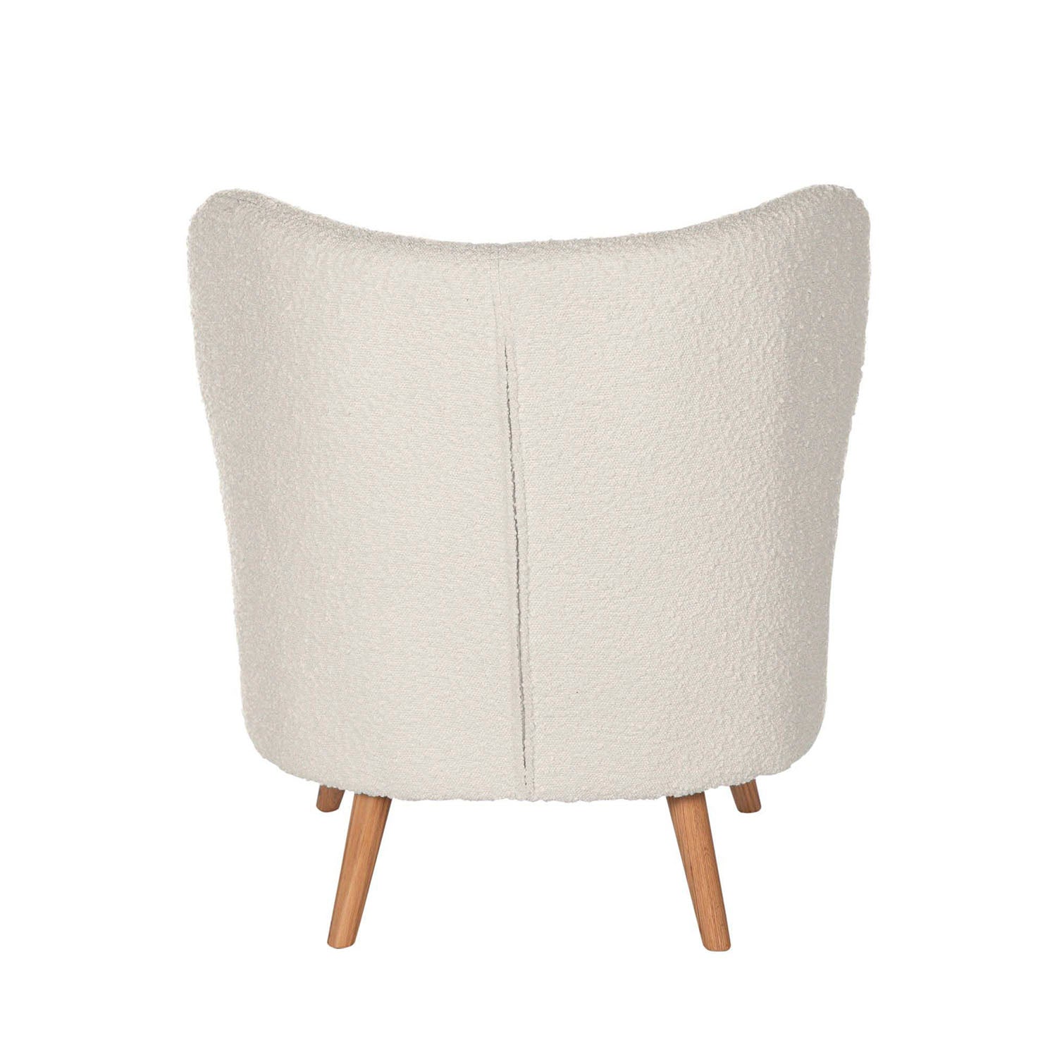 Sillón tapizado en color blanco con patas de madera.