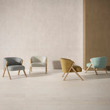 Sintra armchair with wooden armrests and legs.