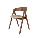 Silla de madera con asiento tapizado / Nogal Beige 