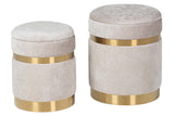 Set of 2 Poufs with Gold Rings