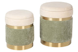 Set of 2 Poufs with Gold Rings