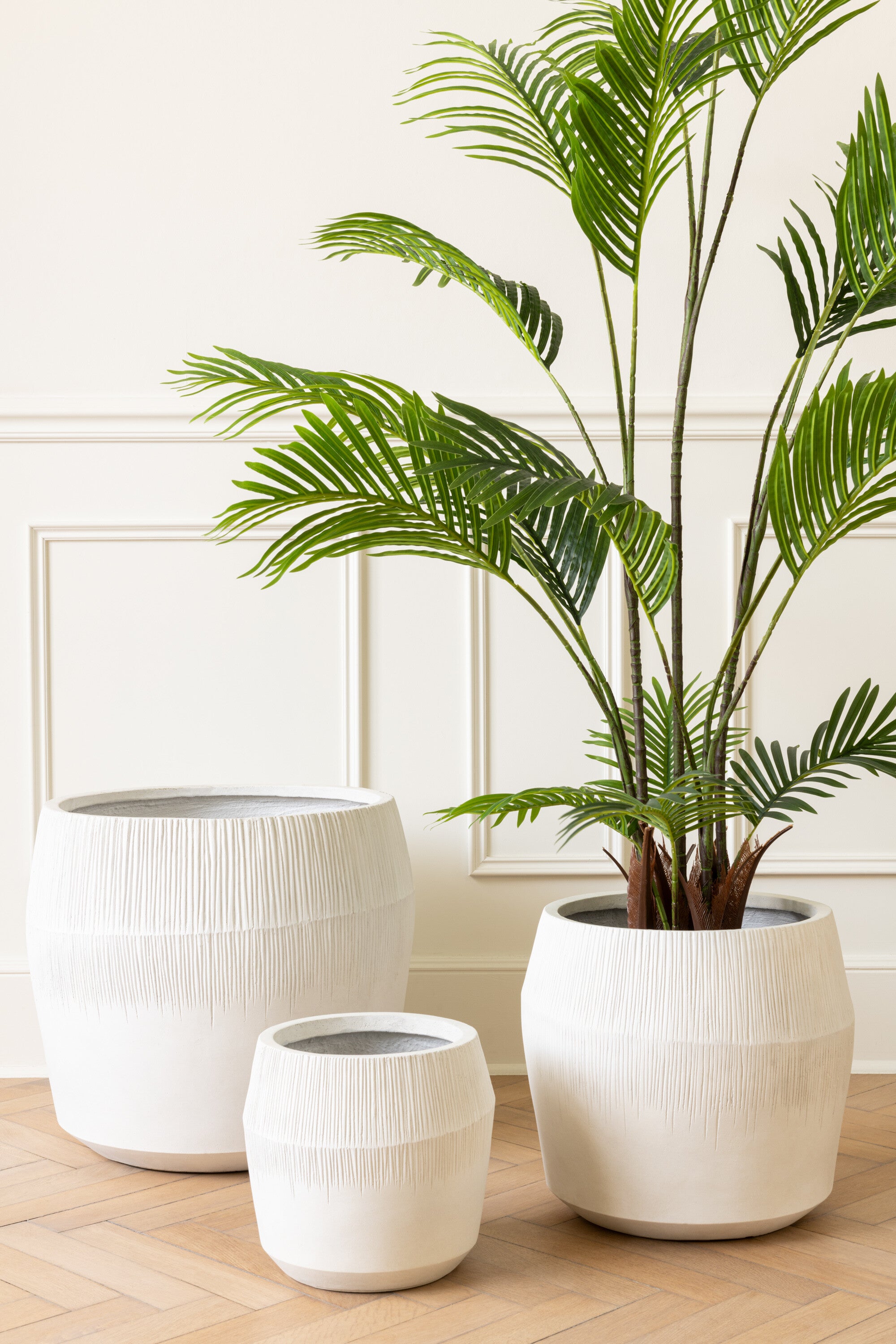 Vaso em Fibra Branco Texturado