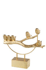 Bird on Branch Base, Resin/Gold Metal
