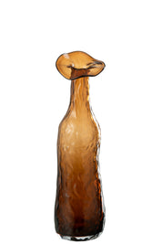 Medium Brown Blooming Glass Vase