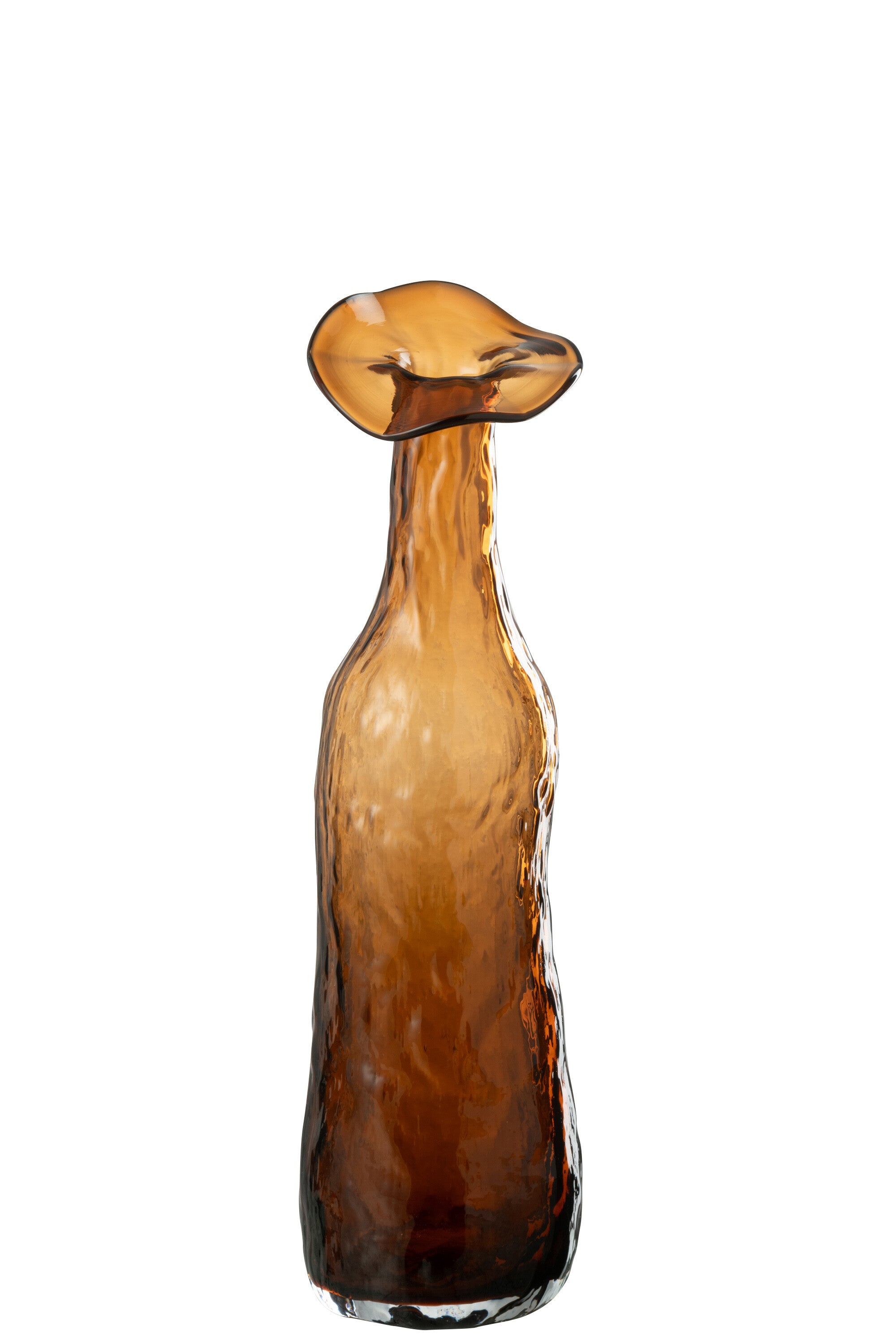 Medium Brown Blooming Glass Vase