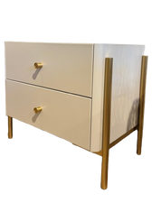 Mesa de Cabeceira com 2 Gavetas Dourado