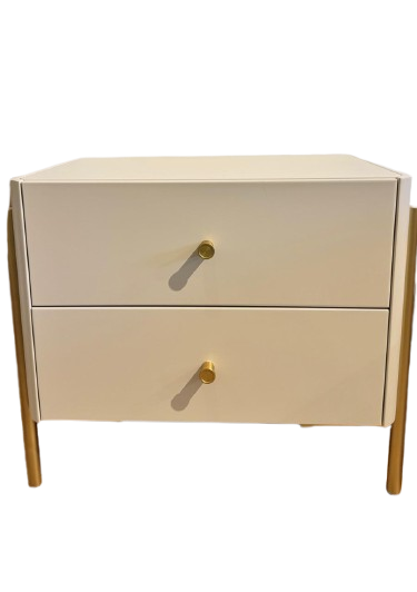 Mesa de Cabeceira com 2 Gavetas Dourado