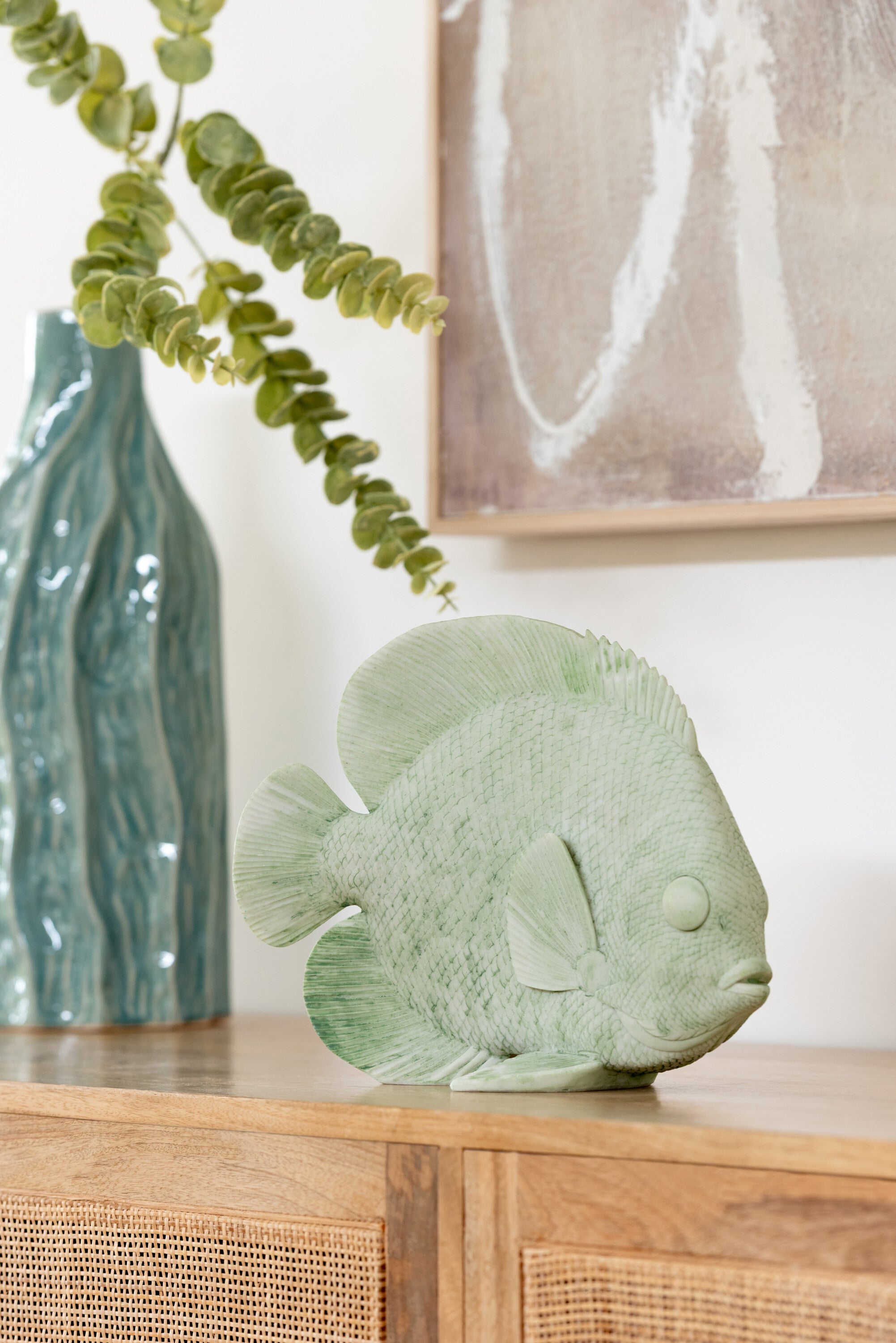 Escultura Peixe em Verde Menta