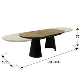 Mesa de comedor extensible Capri / Madera