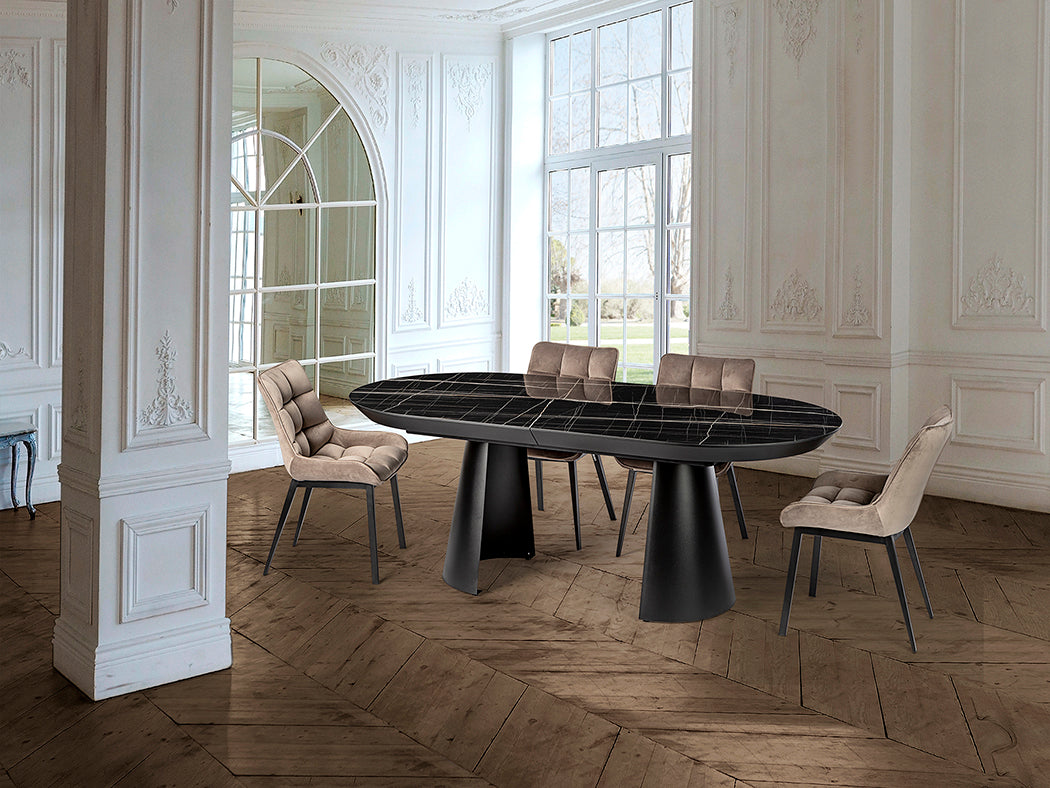 Mesa de comedor extensible Capri / Mármol negro