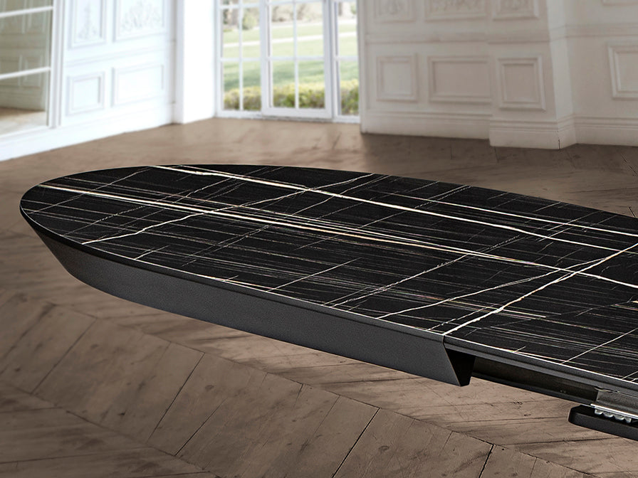 Mesa de comedor extensible Capri / Mármol negro