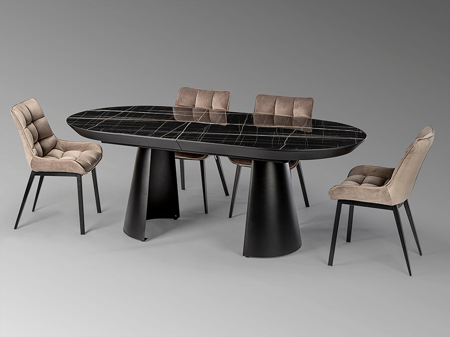 Mesa de comedor extensible Capri / Mármol negro