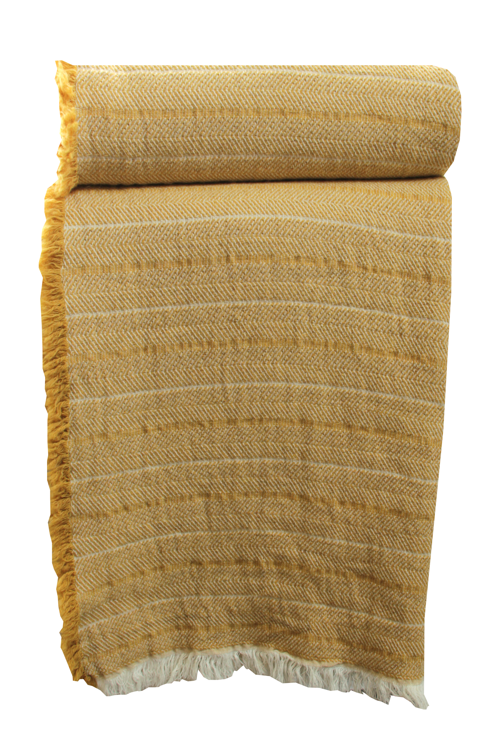 Manta Decorativa Cabo com Padrão Espinha e Franjas