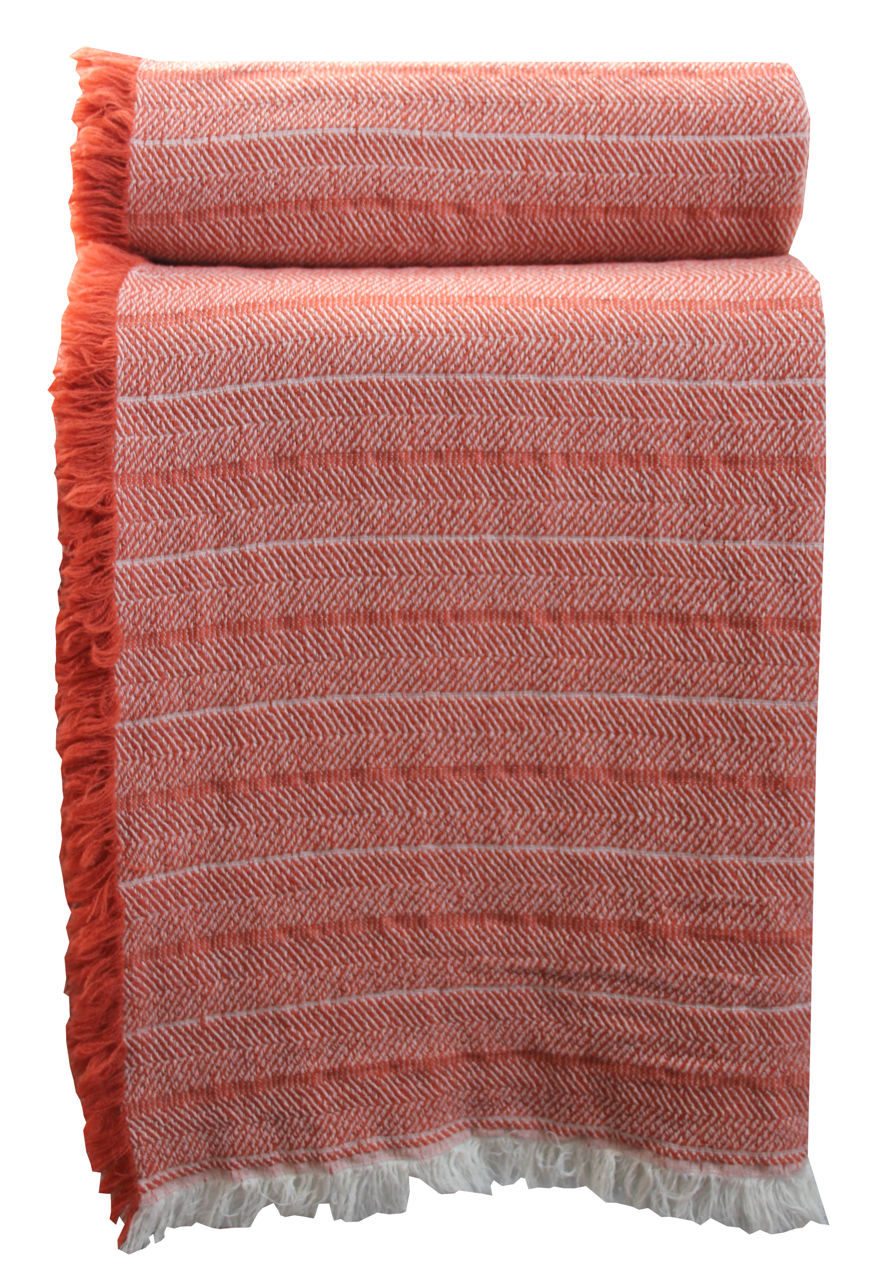 Manta Decorativa Cabo com Padrão Espinha e Franjas