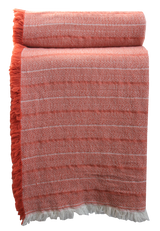 Decorative blanket with herringbone pattern and fringe.