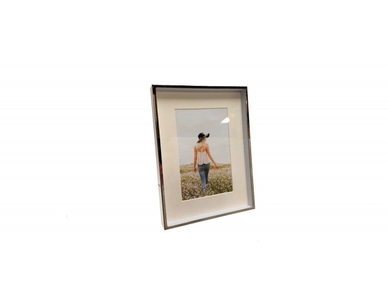 Moldura Retangular com Perfil Fino Prateado 15x20