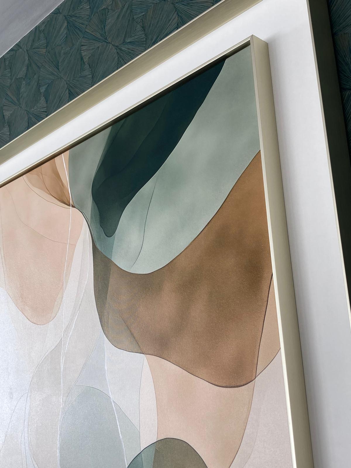 Quadro Abstrato com Moldura Metálica