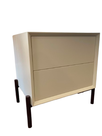Mesa de Cabeceira Lacada com 2 Gavetas Preto