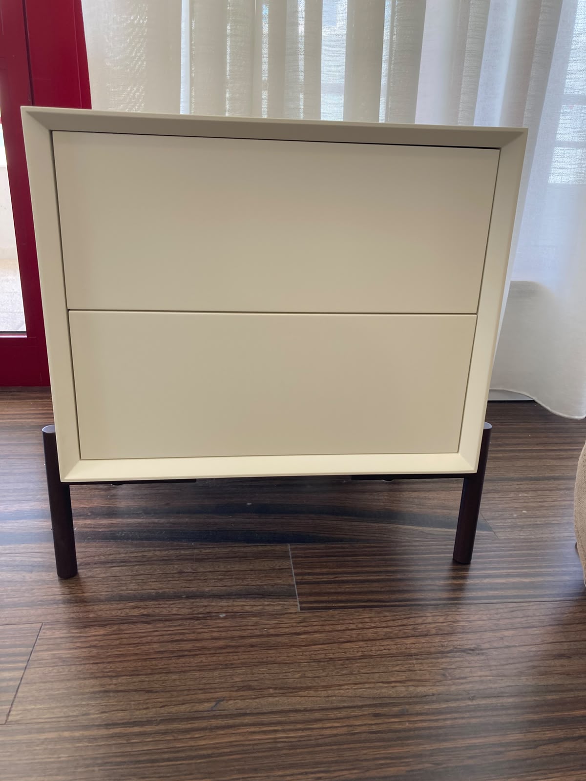 Mesa de Cabeceira Lacada com 2 Gavetas Preto