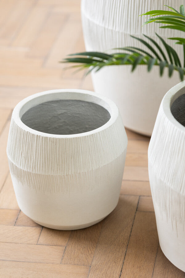 Vaso em Fibra Branco Texturado
