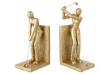 CONJUNTO DE 2 CERRA-LIVROS JOGADOR DE GOLFE EM RESINA (27X11X30 CM)